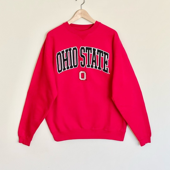 Vintage Ohio State University Buckeyes Embroidered Red Sweatshirt Adult Large - Picture 2 of 8